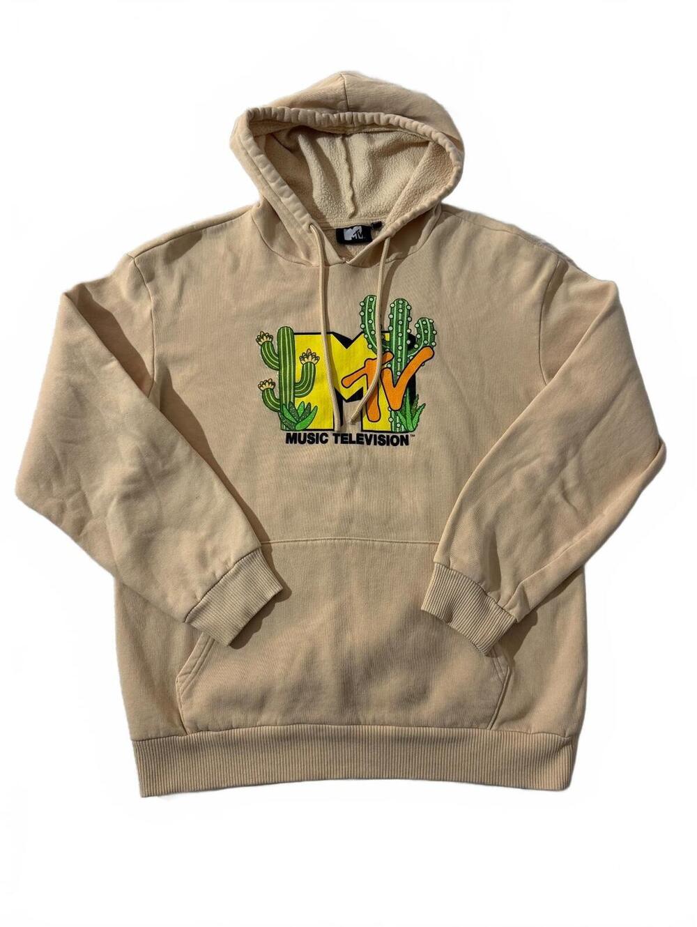 Cotton blend hoodie, MTV branded cactus sweatshirt(0258)